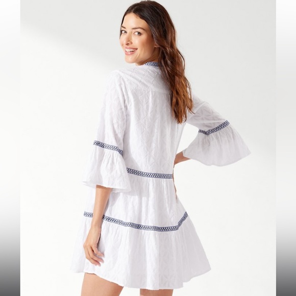 Tommy Bahama Cotton Clip Embroidered Tier Dress - Picture 3 of 4